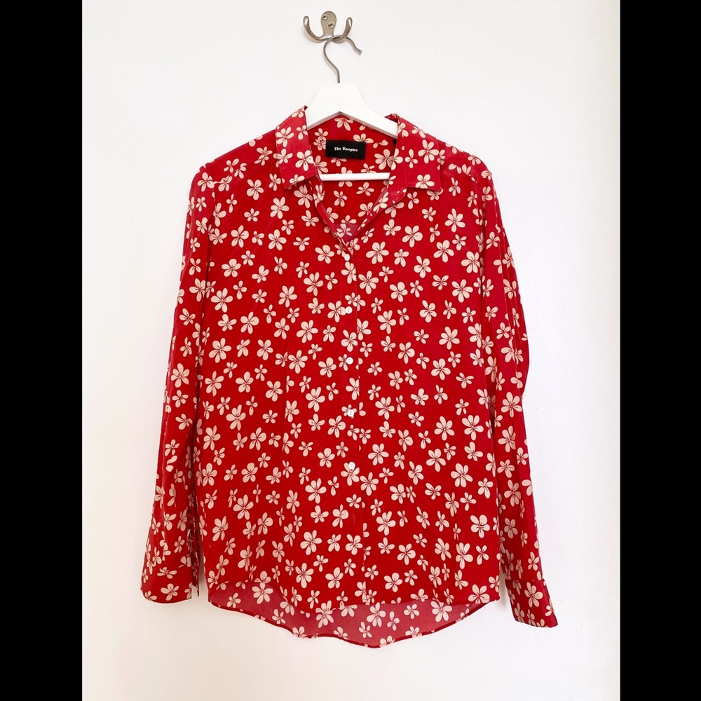 The Kooples Red Floral Silk Blouse